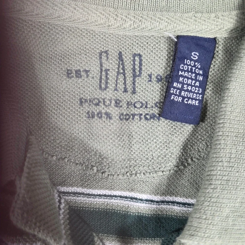 Gap Polo Shirt Kids Small Sage Green Excellent Striped Pique Cotton Short Sleeve